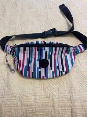 Kipling Multicolor Striped Waist Bag in White, Black, Teal, Purple, Pink